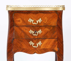 Louis XV Three Drawer Petite Commode with Marquetry Top & Sides