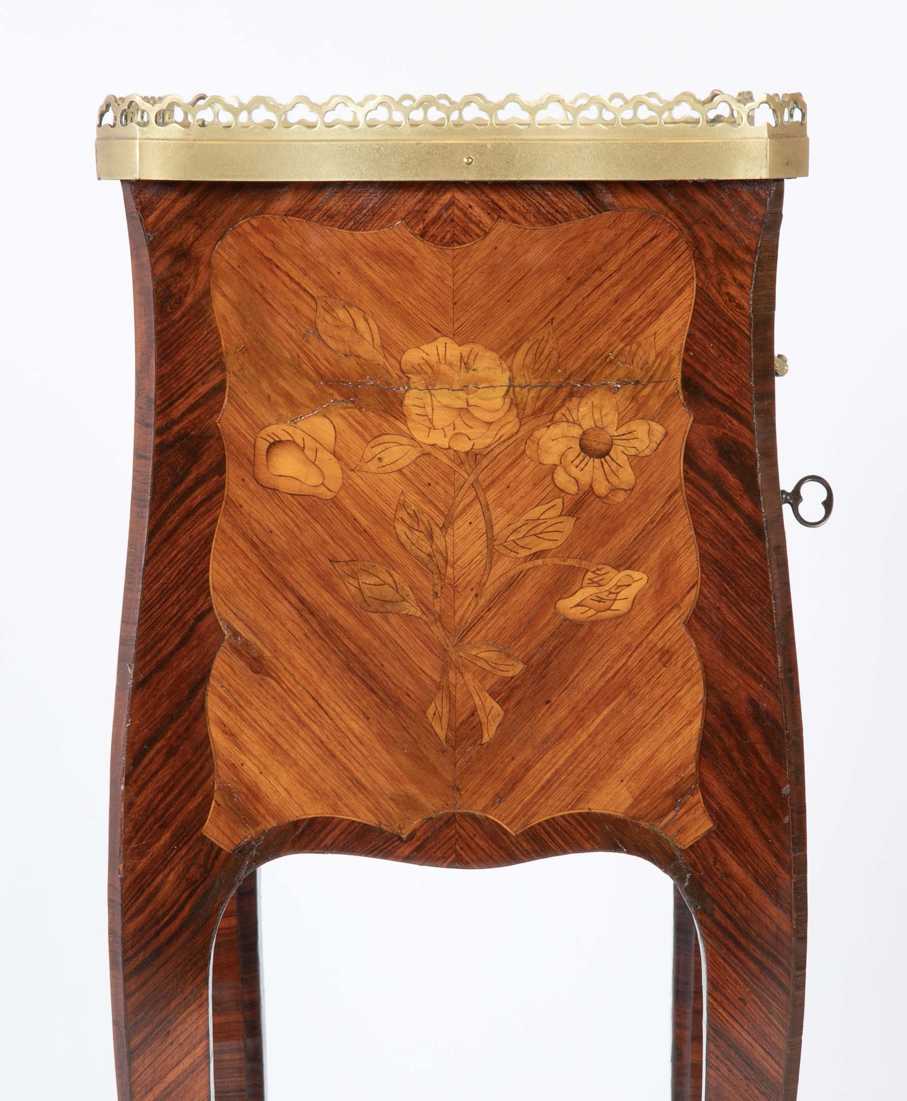 Louis XV Three Drawer Petite Commode with Marquetry Top & Sides