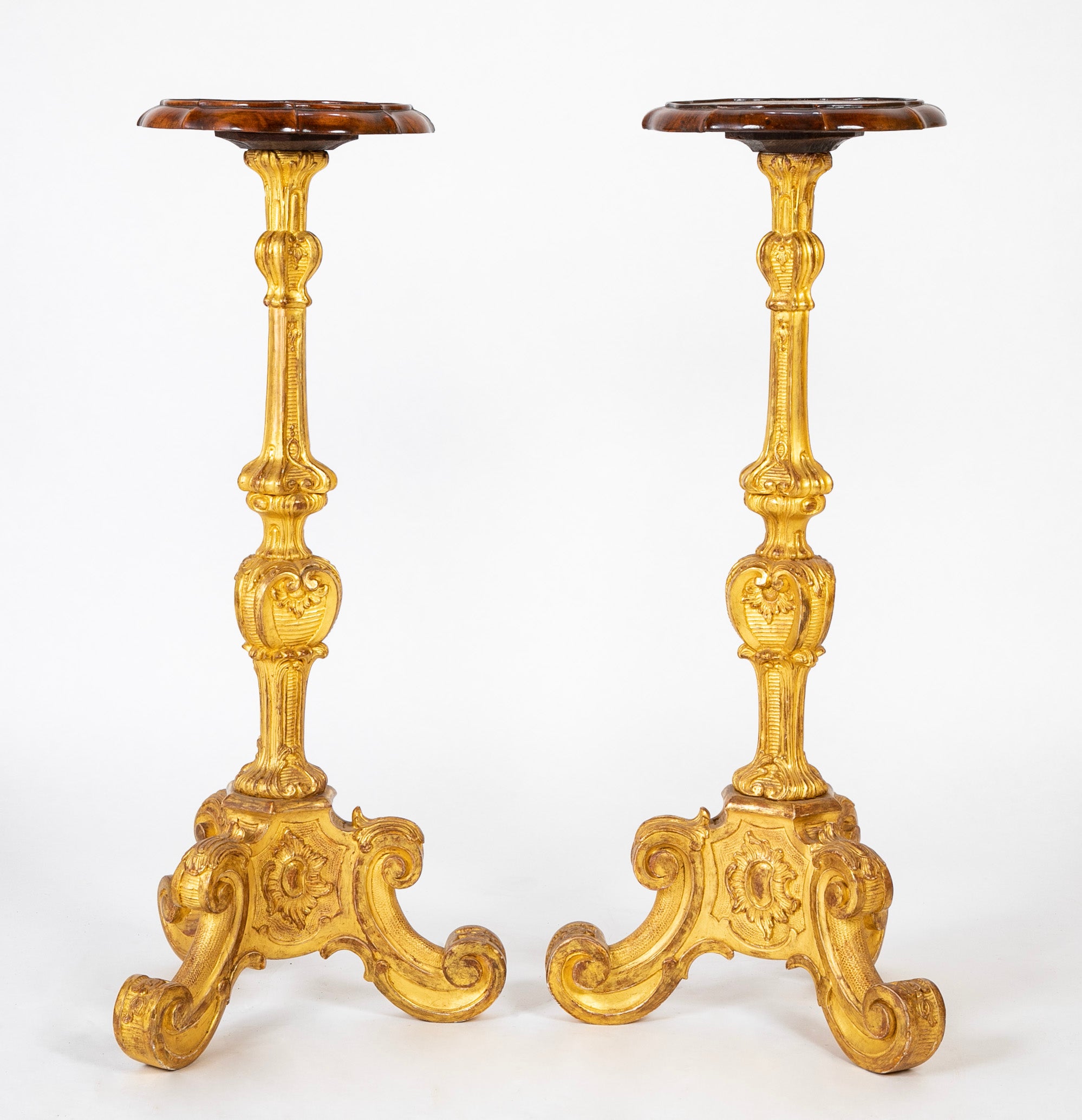 Pair of George I Carved and Gilded Pedestals