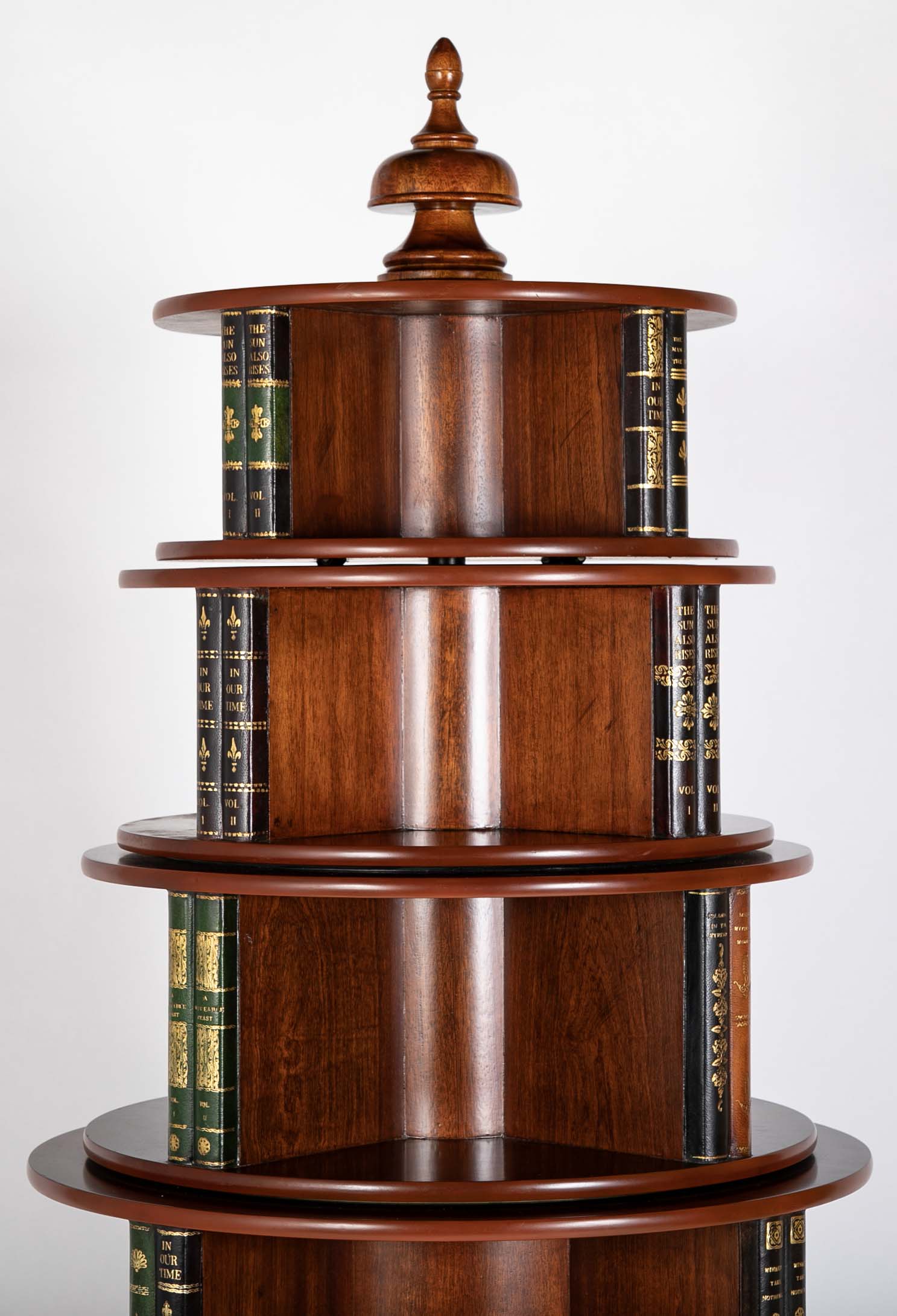 Regency Form Revolving Six Section Library Etagere with Faux Books