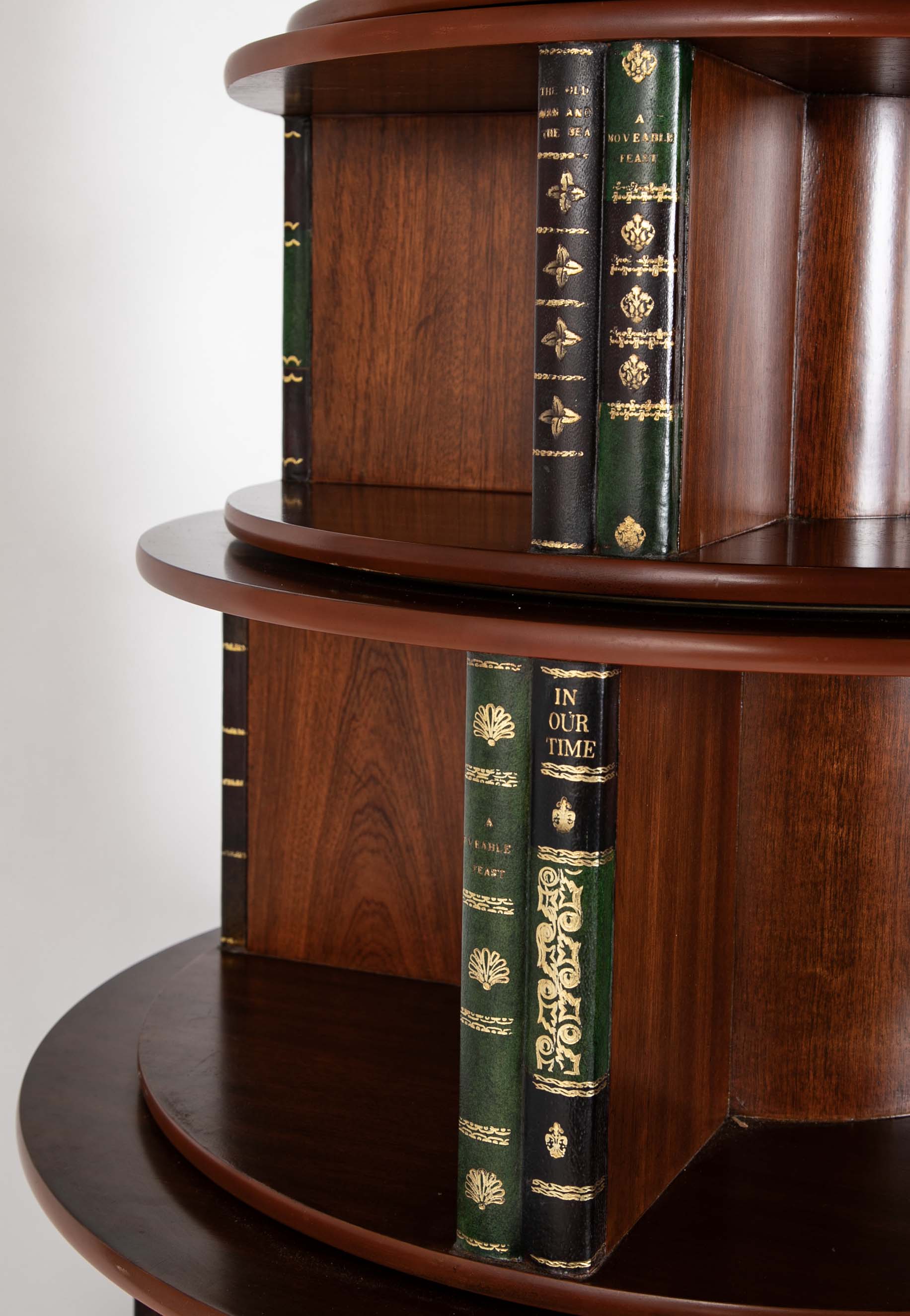 Regency Form Revolving Six Section Library Etagere with Faux Books