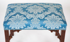 George III Style Blind Fret Corner Bracket Upholstered Stool