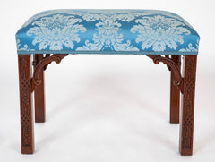 George III Style Blind Fret Corner Bracket Upholstered Stool