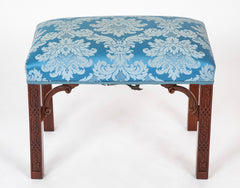 George III Style Blind Fret Corner Bracket Upholstered Stool
