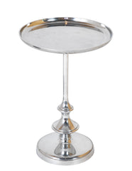 Nickel Plated Dish Top Pedestal Side Table