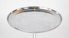 Nickel Plated Dish Top Pedestal Side Table