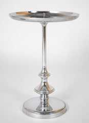 Nickel Plated Dish Top Pedestal Side Table