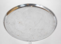 Nickel Plated Dish Top Pedestal Side Table