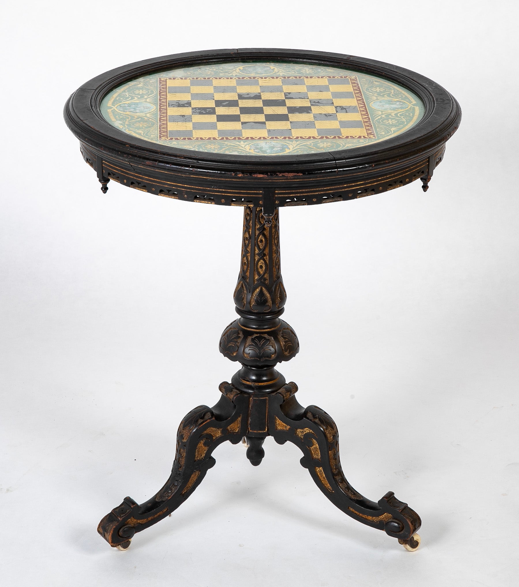 Late 19th Century Eglomise Top Games Table from The Stanley Weiss Collection