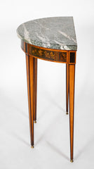 Rare Marble Top Dutch Demilune Classic Console with Chinoiserie Apron