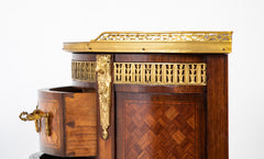 French Louis XV - XVI Marble Top Three Drawer Demilune Commode