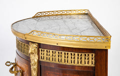 French Louis XV - XVI Marble Top Three Drawer Demilune Commode