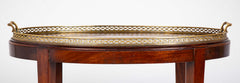 Satinwood Inlaid Brass Gallery Oval Tray on Stand with Elaborate Inlaid Border