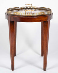 Satinwood Inlaid Brass Gallery Oval Tray on Stand with Elaborate Inlaid Border