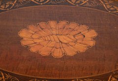 Satinwood Inlaid Brass Gallery Oval Tray on Stand with Elaborate Inlaid Border