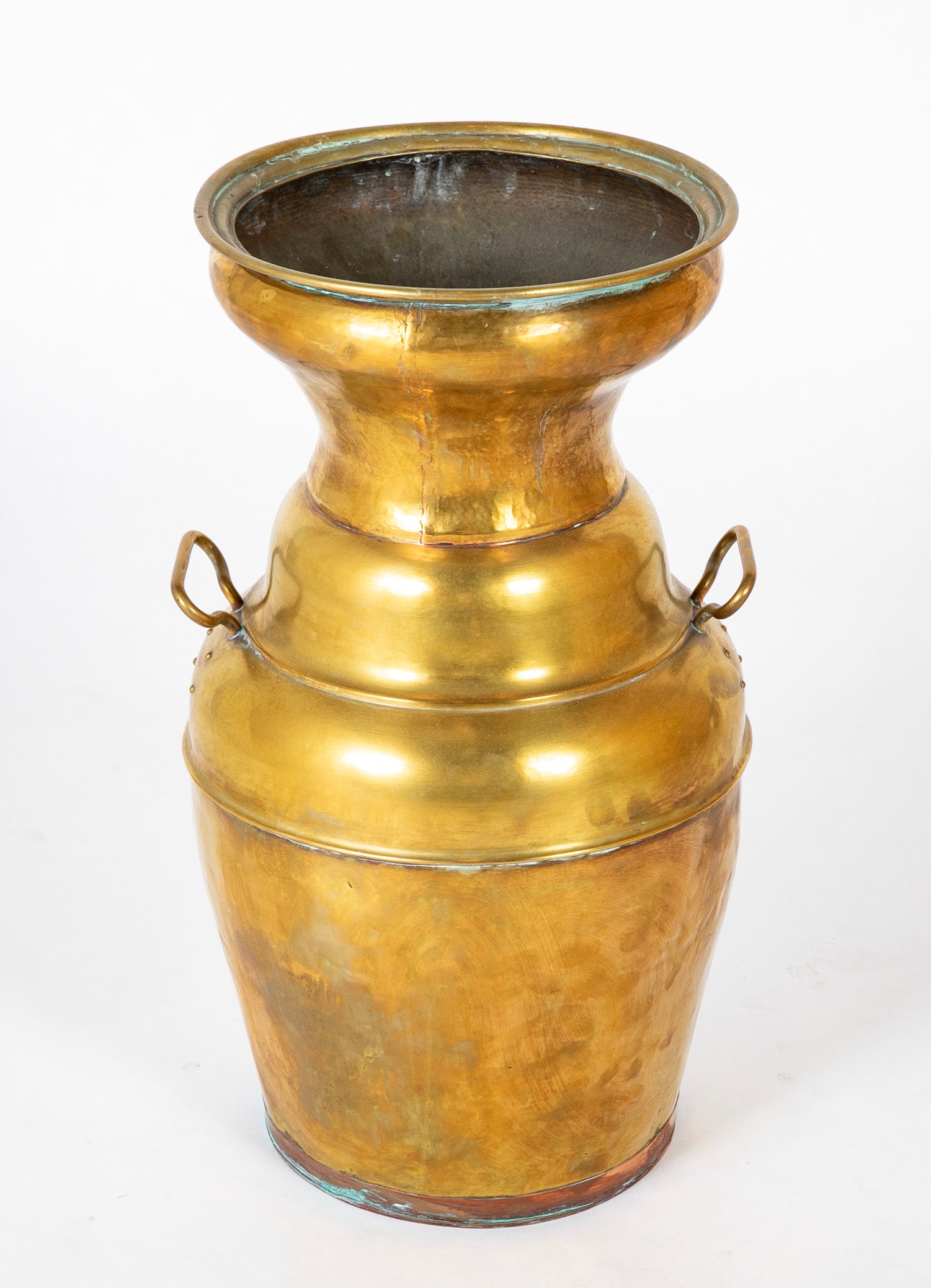 Classical Copper & Brass Extra Large Urn with Lion Head Ring Handles