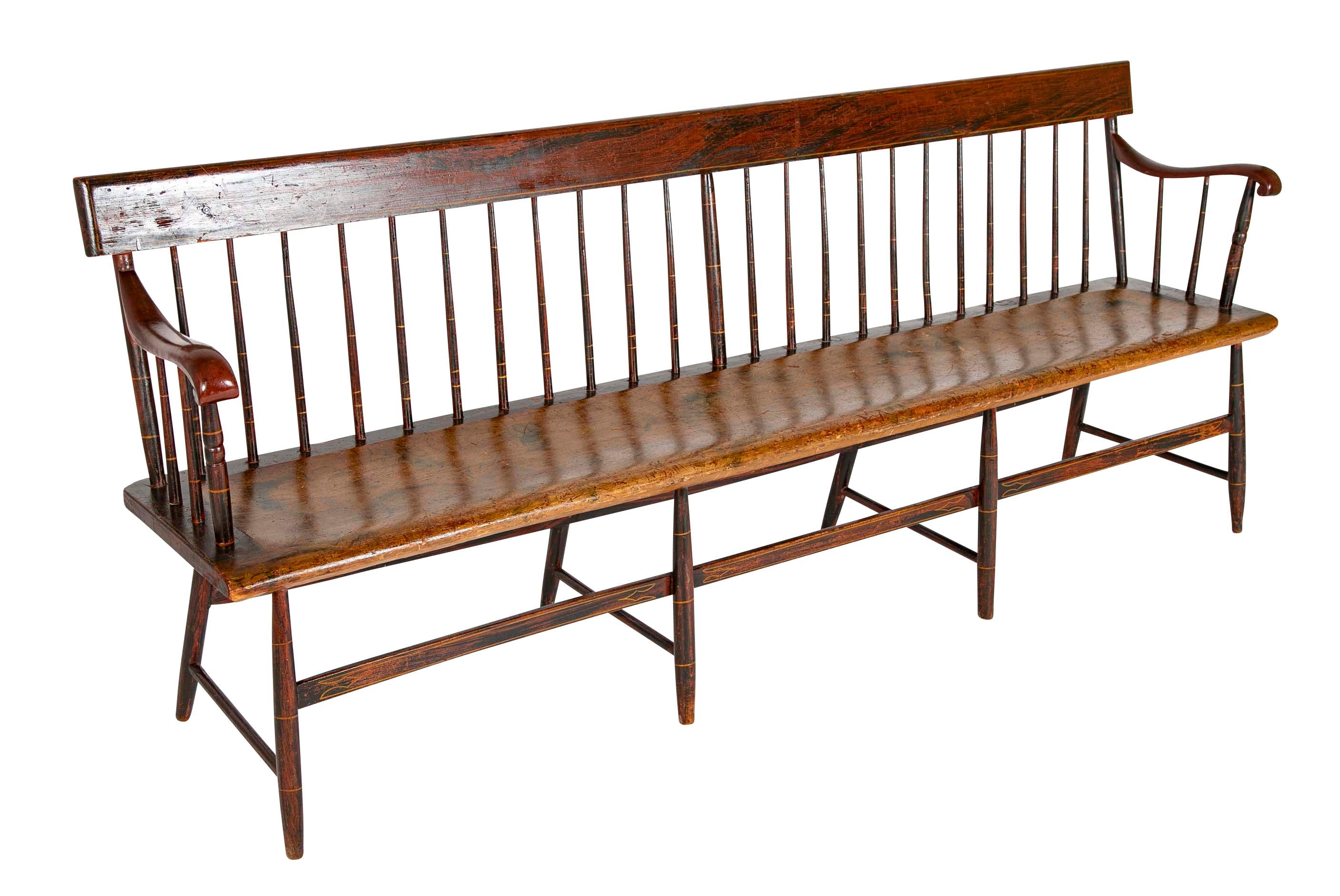 American Windsor Faux Bamboo Spindled 8 Leg Settee