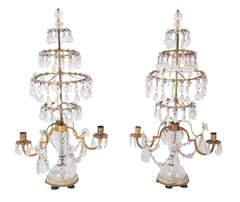 A Rare Pair of Swedish Rock Crystal & Crystal Candelabra
