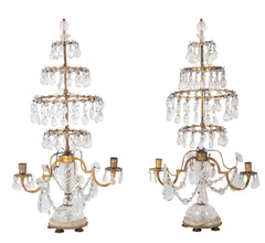 A Rare Pair of Swedish Rock Crystal & Crystal Candelabra