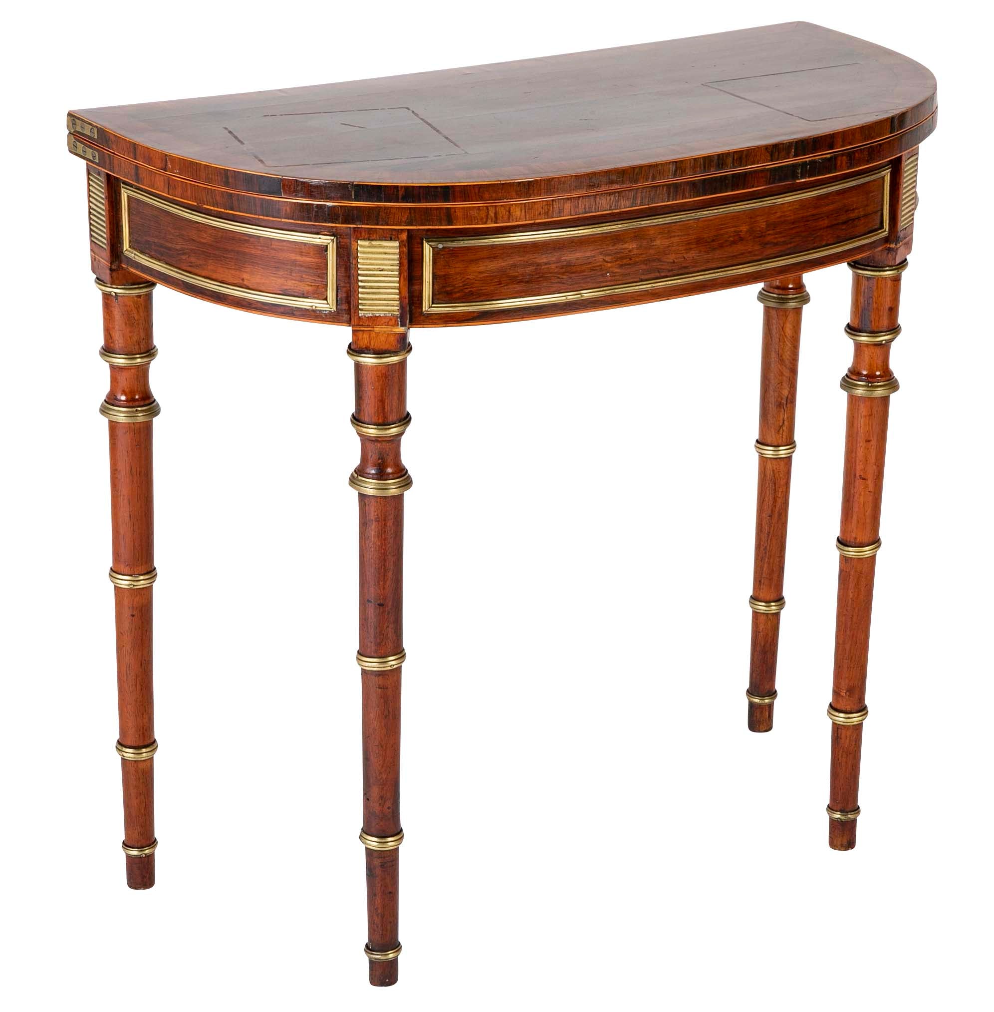 Regency Rosewood Banded Foldover Games Table Attributed to John McLean