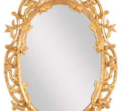 Pair of English George II Period Oval Gilt Mirrors