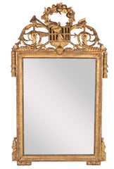 Louis XVI Period Carved & Gilded Mirror with Rare Birdcage Motif