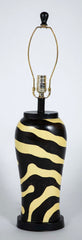 Pair of Mid-Century Zebra Decorated Lamps with Matching Finials
