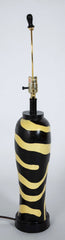 Pair of Mid-Century Zebra Decorated Lamps with Matching Finials