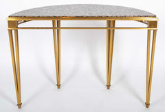 Striking Pair of Bronze Consoles with Fossilized Marble Tops