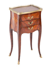 Louis XV Style Petite Commode with Marquetry and Bronze Gallery & Feet