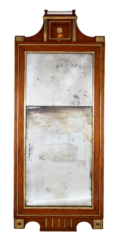 Early 19th Century Baltic Neo-Classic Mahogany & Brass Trimmed Mirror