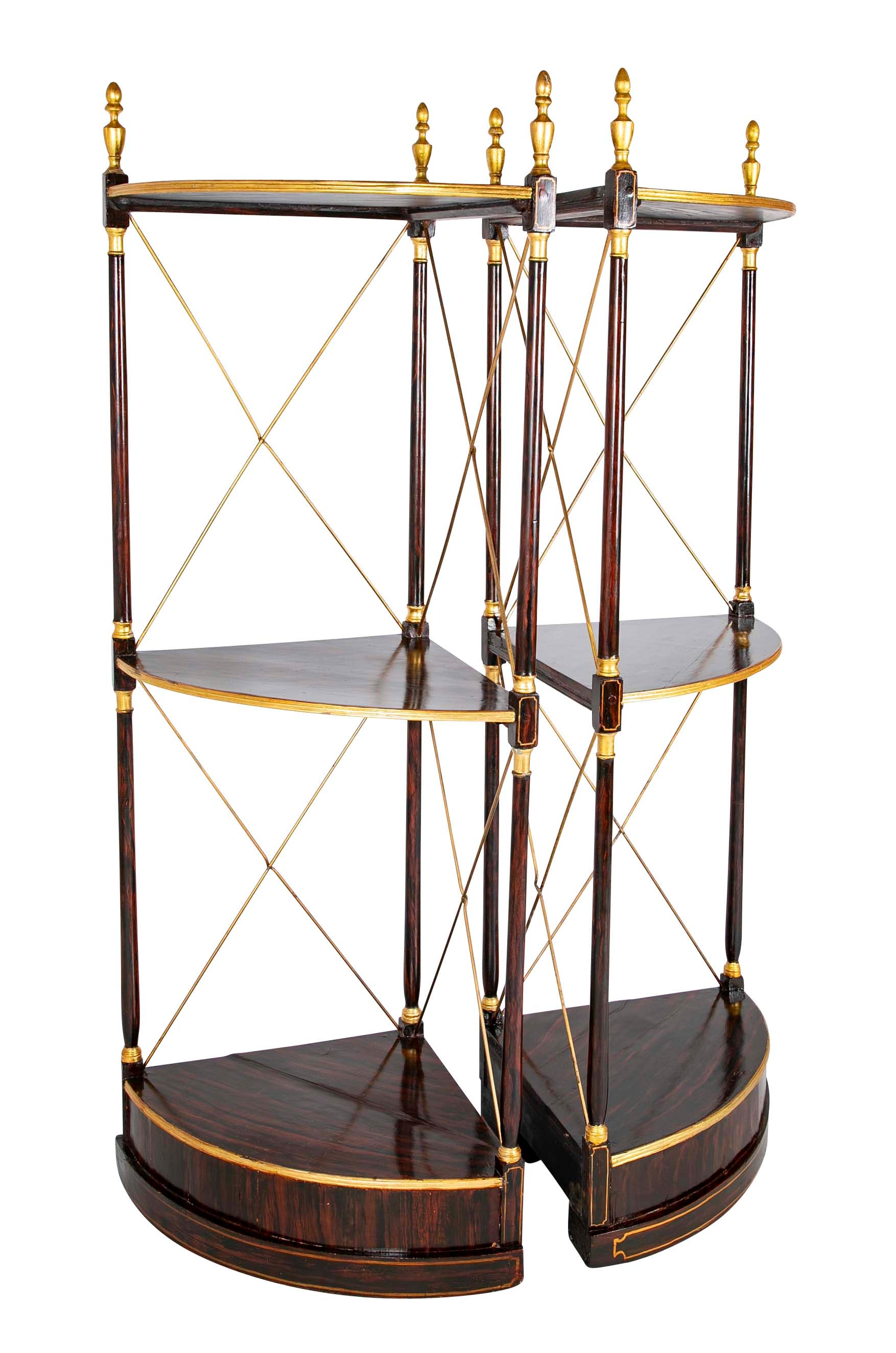 Pair of Regency Faux Rosewood Regency 3 Tier Etageres