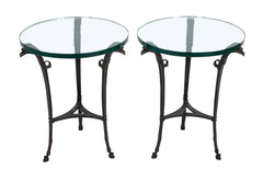 Pair of Patinated Bronze Glass Top Side Tables