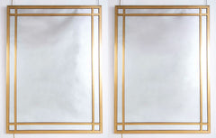 Pair of Mid Century Brass Mirrors