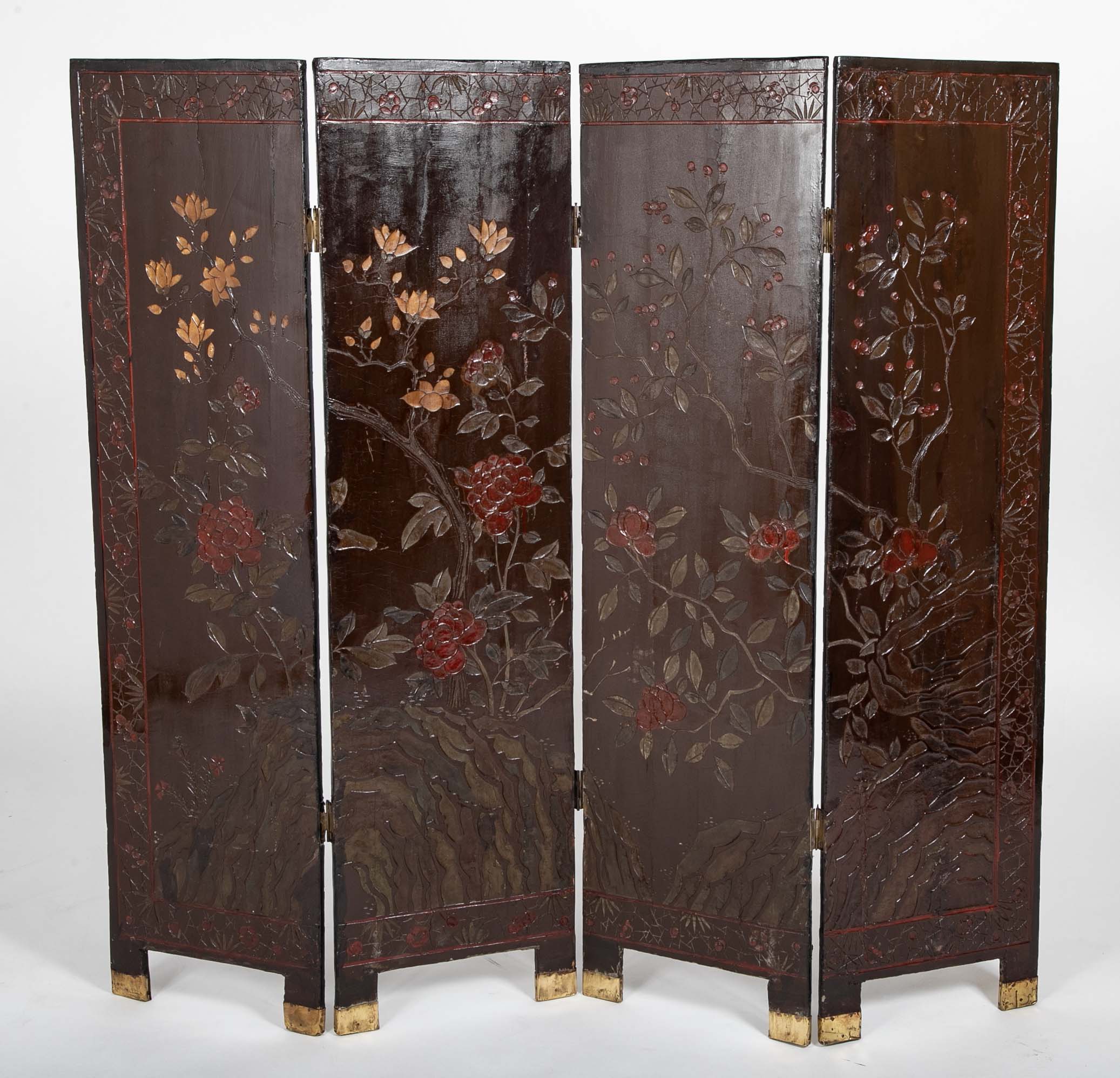 19th Century Chinese Coromandel Screen with 2 Sided Decoration