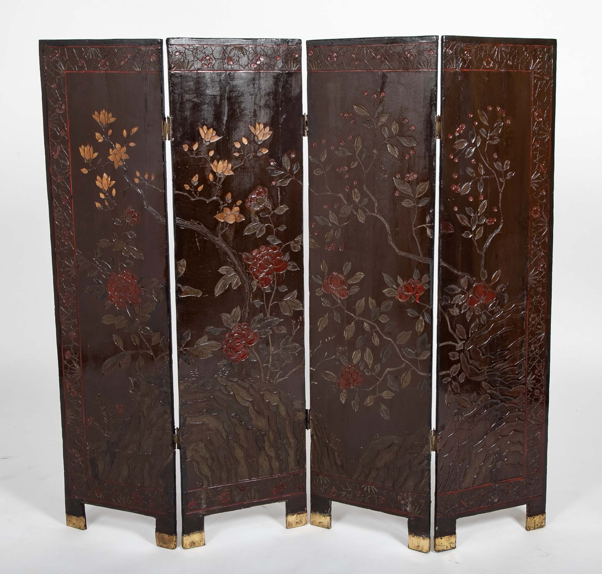 19th Century Chinese Coromandel Screen with 2 Sided Decoration