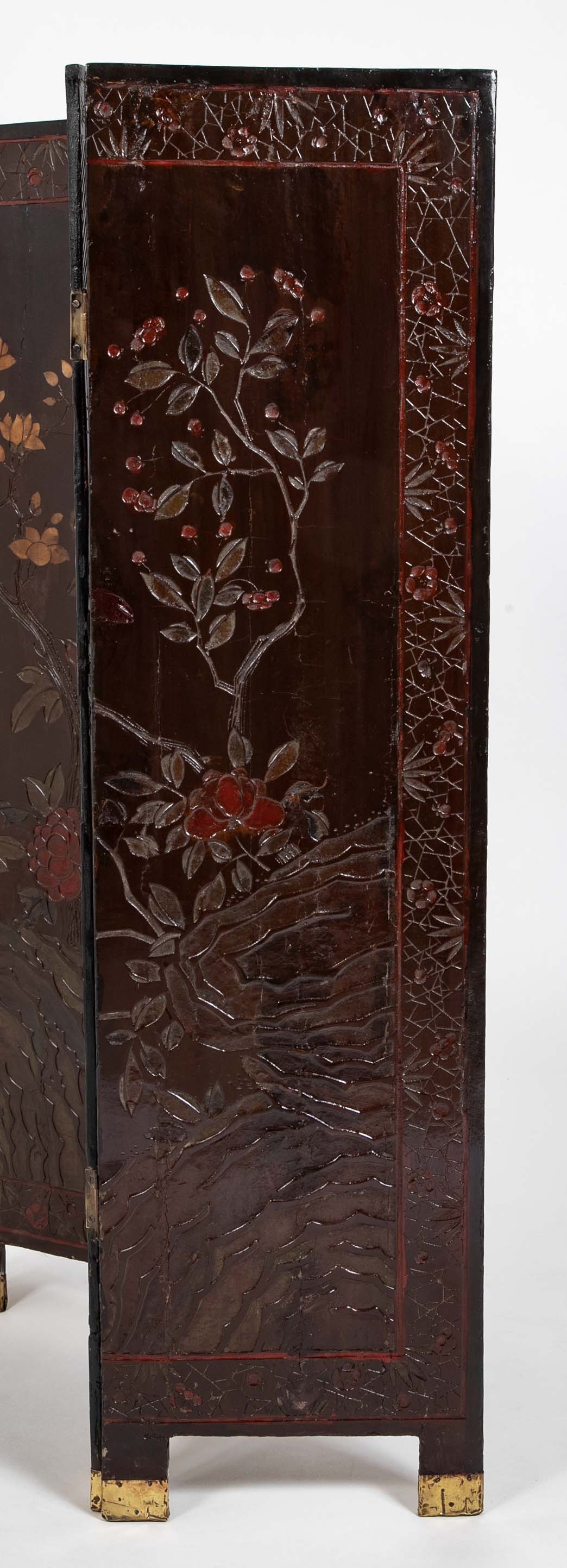 19th Century Chinese Coromandel Screen with 2 Sided Decoration