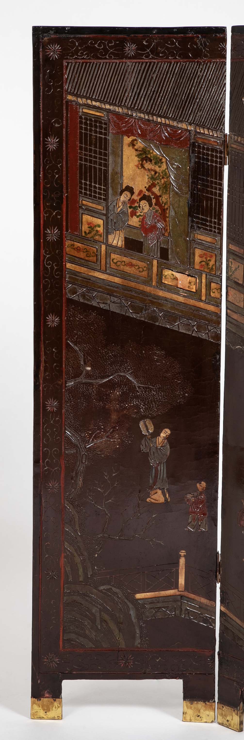 19th Century Chinese Coromandel Screen with 2 Sided Decoration