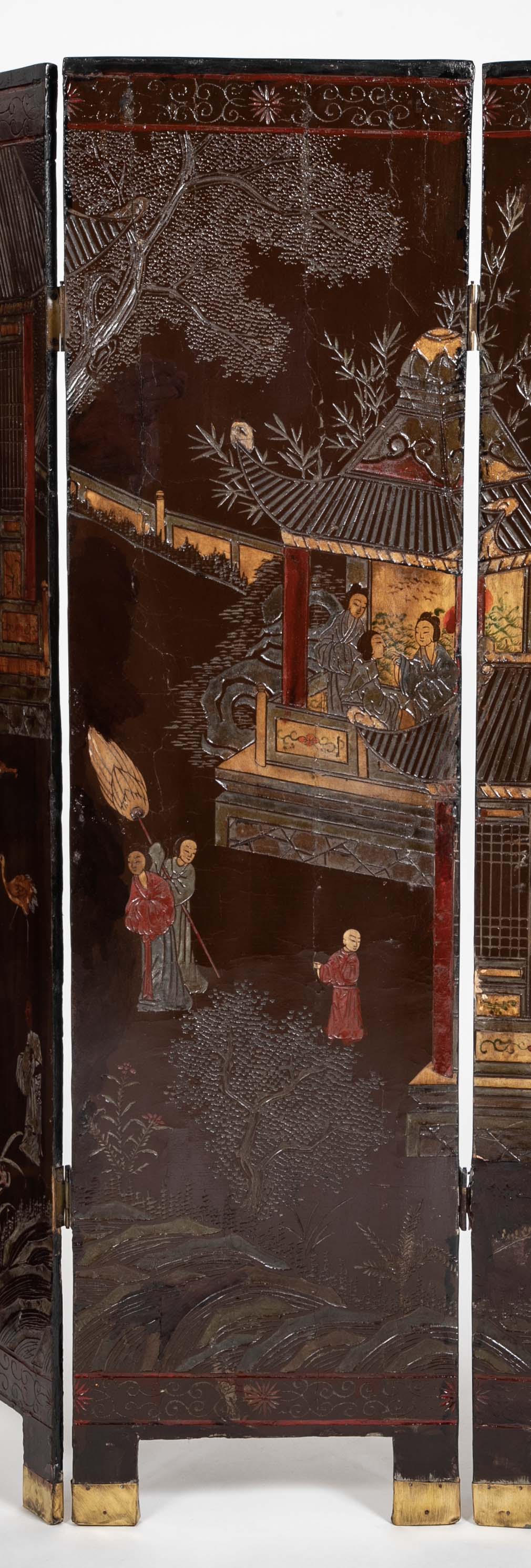 19th Century Chinese Coromandel Screen with 2 Sided Decoration