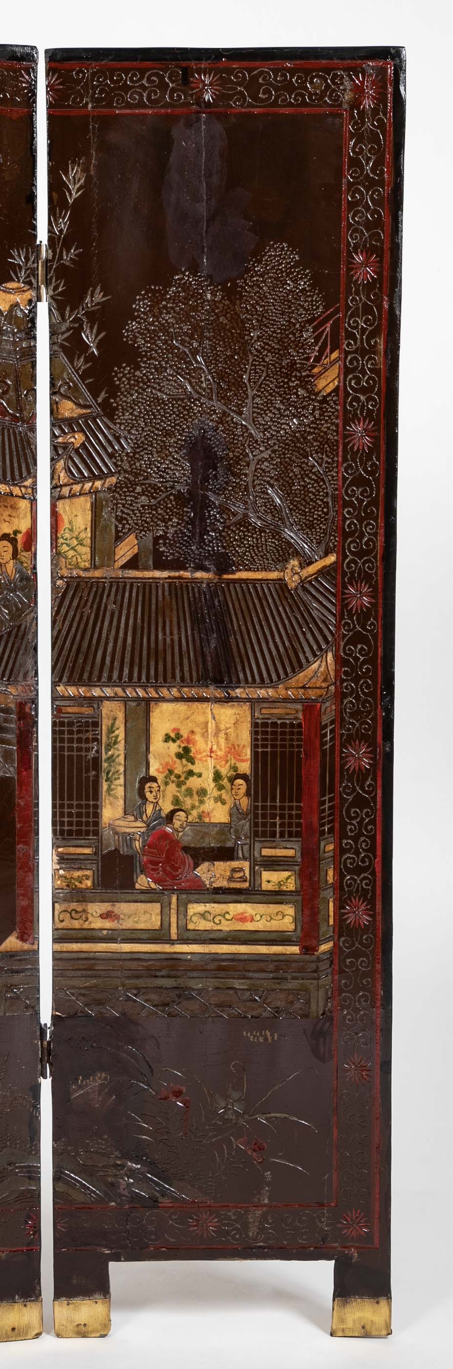 19th Century Chinese Coromandel Screen with 2 Sided Decoration