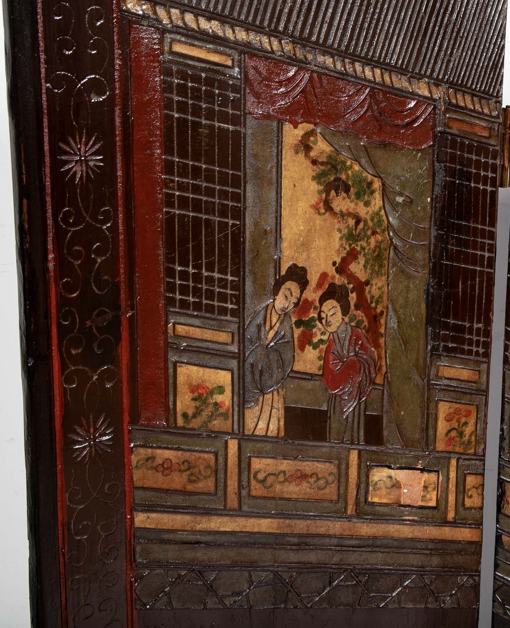 19th Century Chinese Coromandel Screen with 2 Sided Decoration