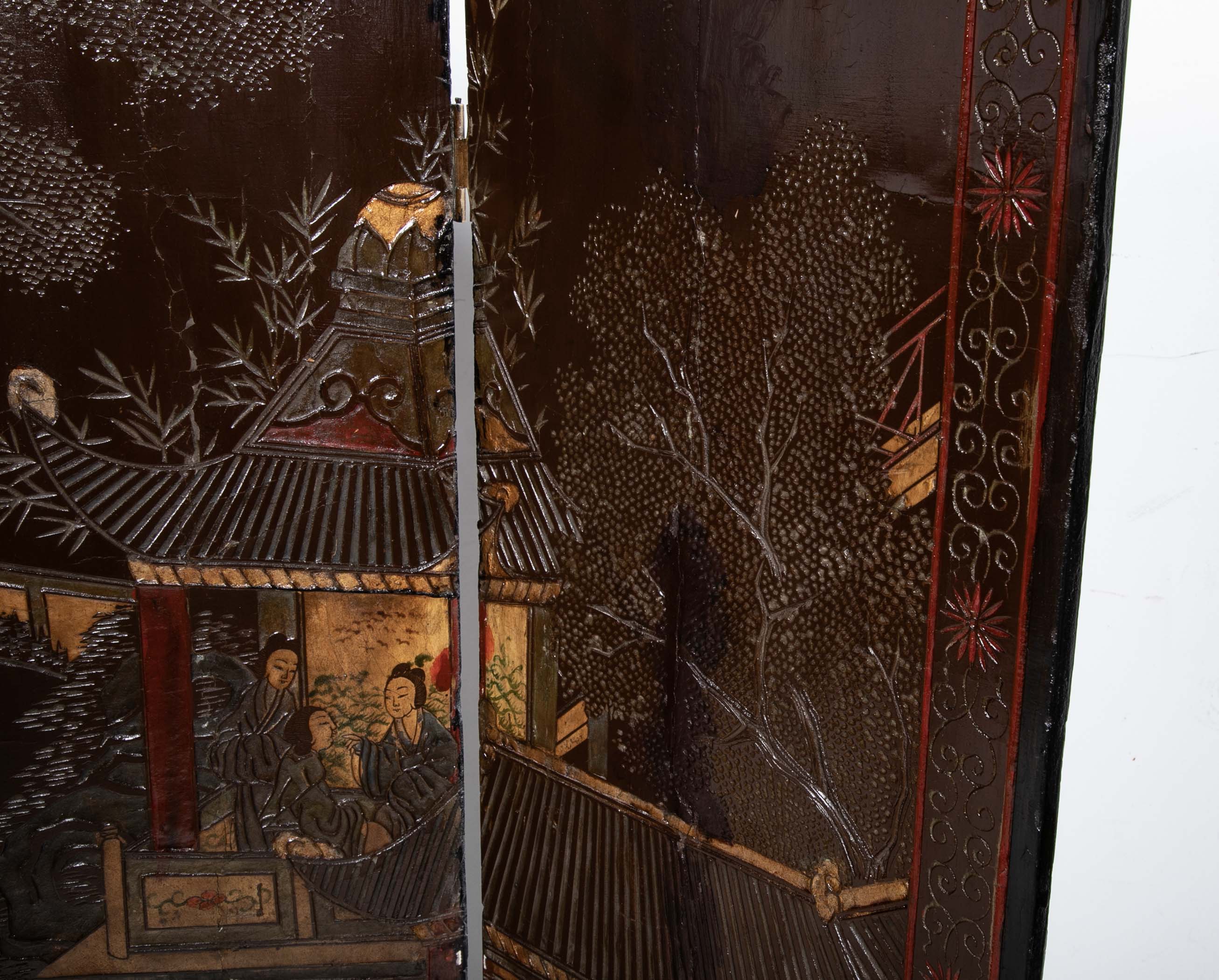 19th Century Chinese Coromandel Screen with 2 Sided Decoration