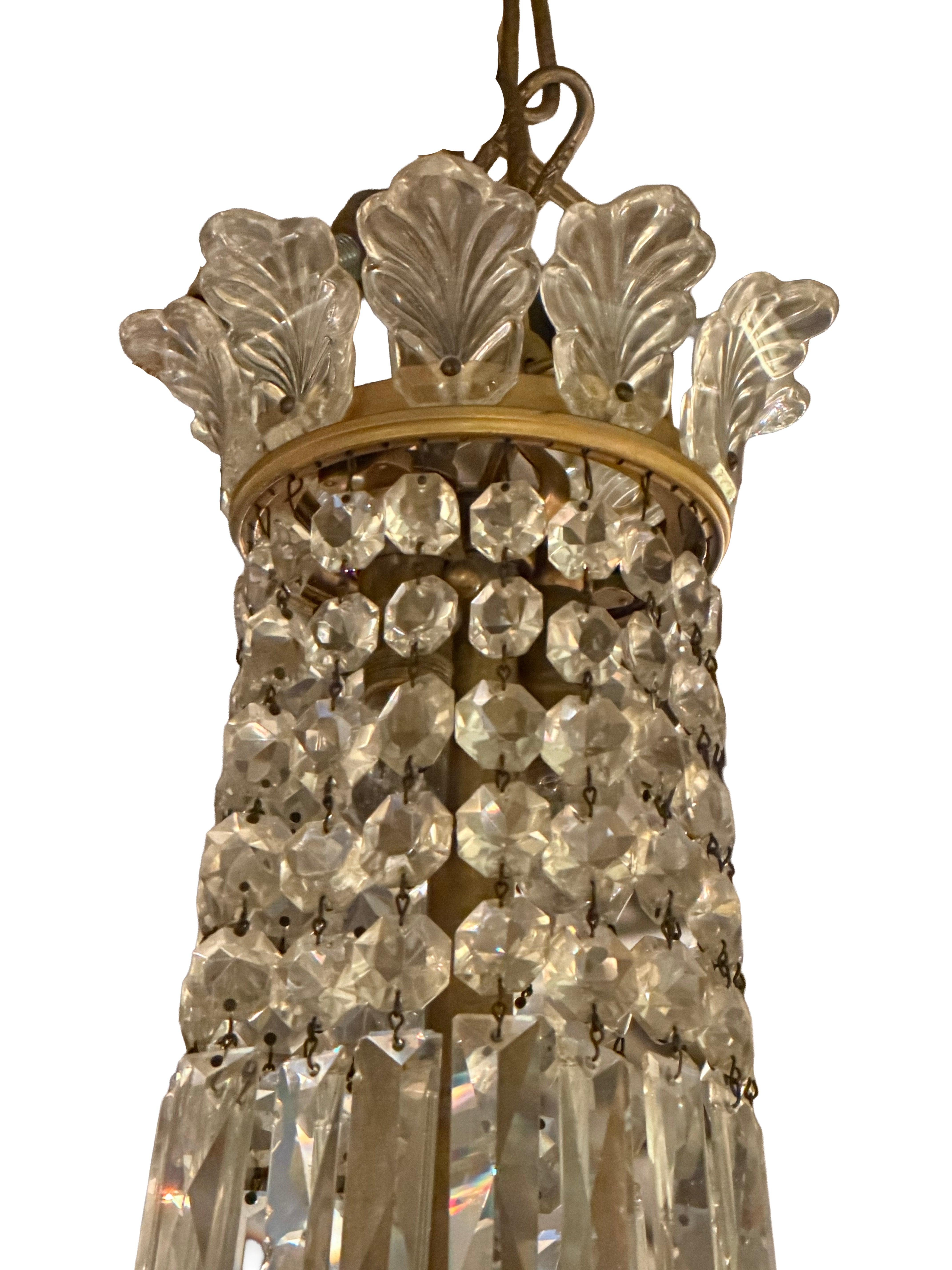 A Crystal and Gilt and Patinated Bronze Empire Style Chandelier