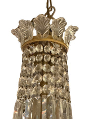 A Crystal and Gilt and Patinated Bronze Empire Style Chandelier