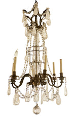 A French Rock Crystal and Bronze Chandelier