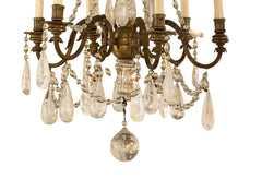 A French Rock Crystal and Bronze Chandelier