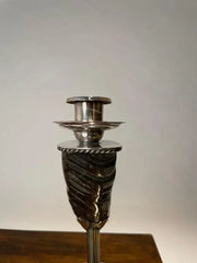 Pair of Mid 20th Century Silver Plated Horn Candlesticks
