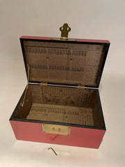 Chinese Red Lacquered Box With Brass Mounts, Mid 20th Century
