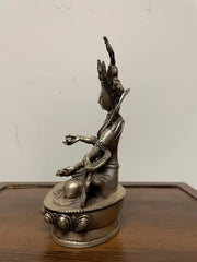 Indian Silvered Bronze Buddhist Deity Vajradhara Seated in Lotus Position