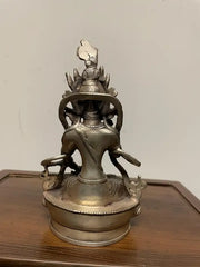 Indian Silvered Bronze Buddhist Deity Vajradhara Seated in Lotus Position